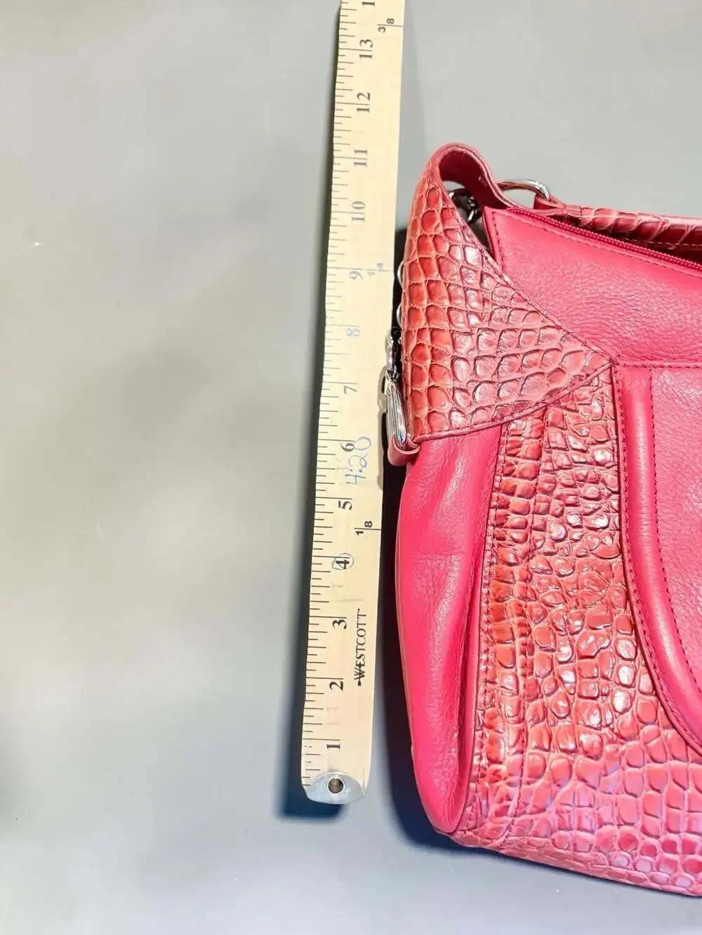 Charlie Lapson Red Crocodile Embossed Leather Hobo Bag and Matching Wallet Set